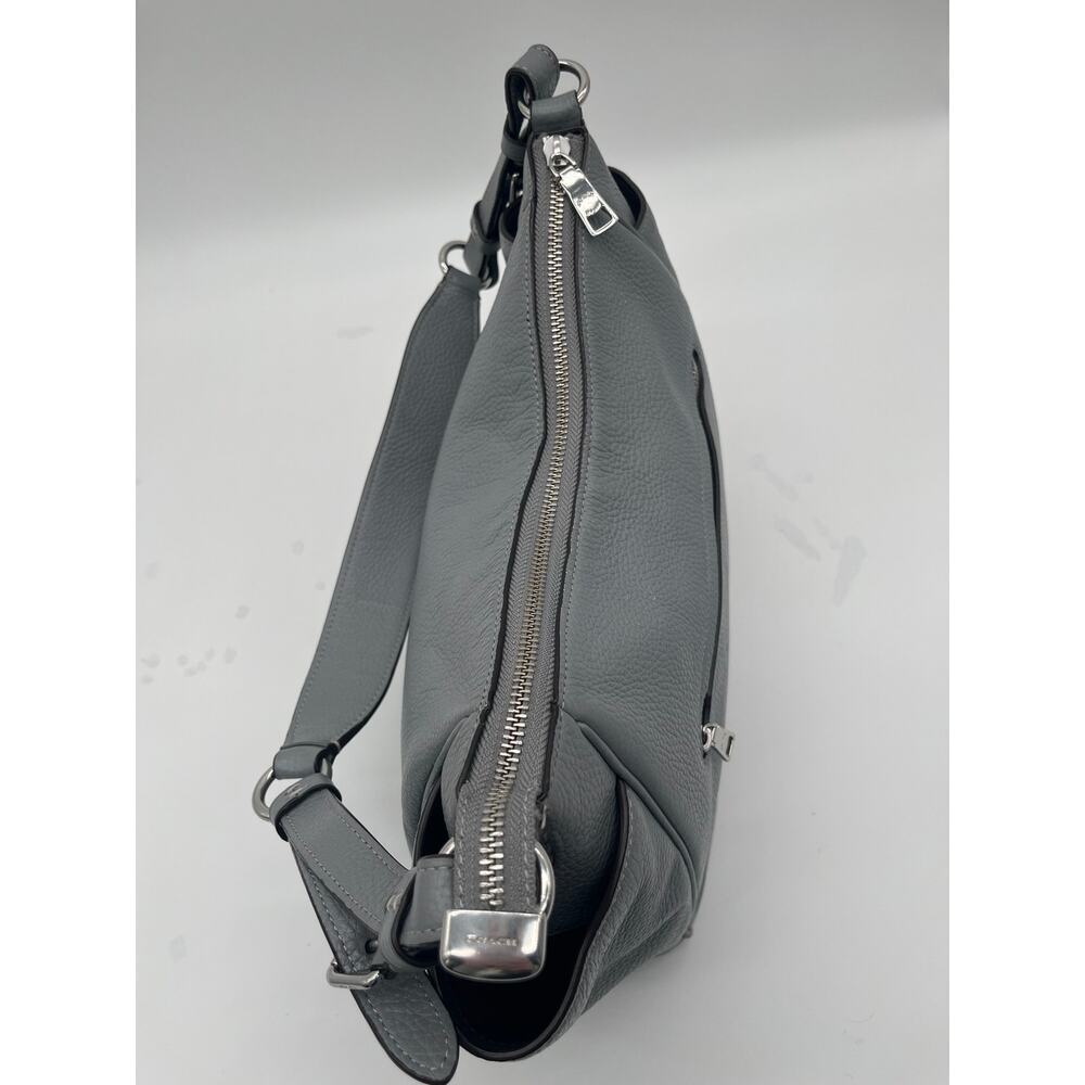 COACH Hobo Rori Pebbled Leather Buckle Shoulder Bag, Gray - Picture 7 of 11
